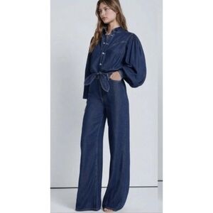 NWT 7 For All Mankind Ultra High Rise Denim Jumpsuit Size L